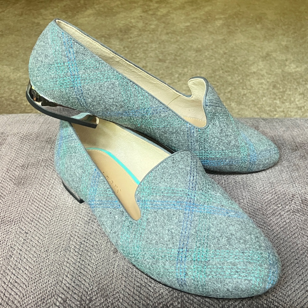 Talbots Gray and Blue/Green Plaid Loafers